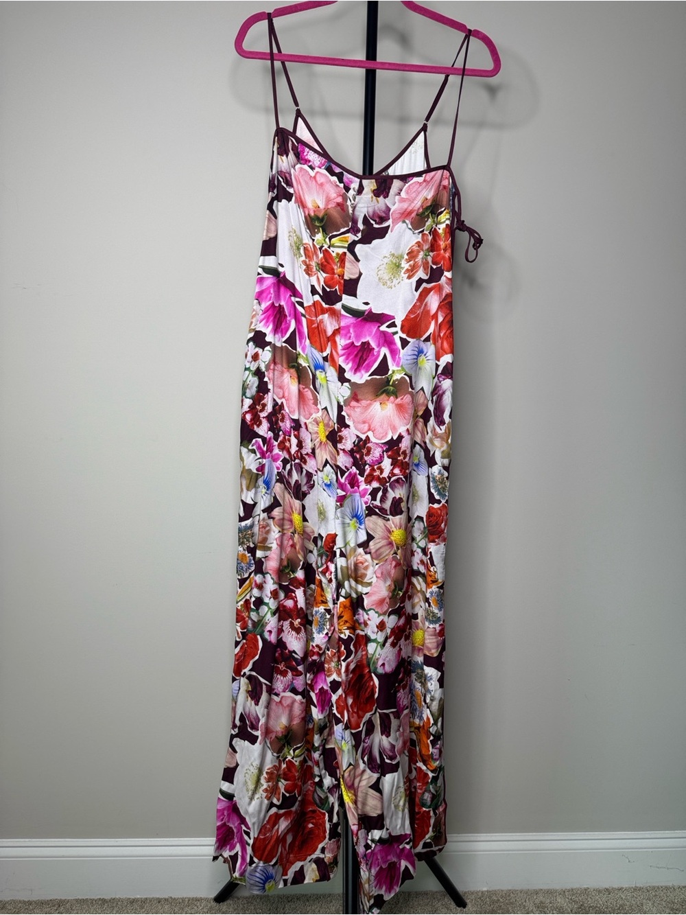 Anthropologie Floral Jumpsuit Split Wide Leg Boho Feminine Whimsy Size Medium